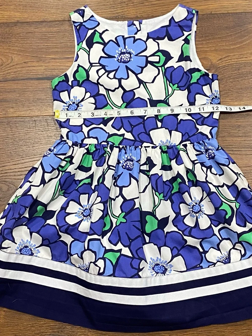 Gymboree Girls Spring Prep Blue, White and Green Floral Sleeveless Dress Size 6